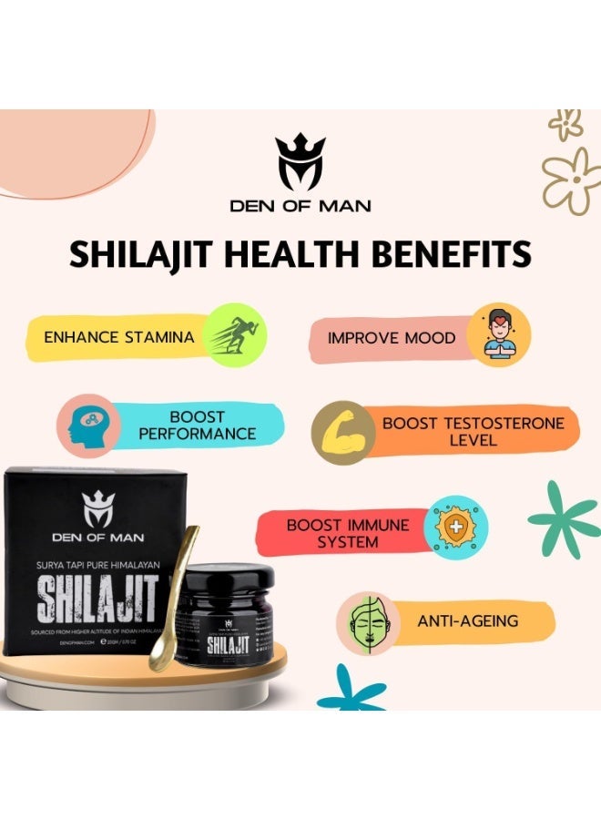 DEN OF MAN Shilajit for Men – Pure Himalayan Shilajit Resin, Natural Shilajit Supplement, Sun-Dried Fulvic Acid Rich Shilajeet, Supports Energy, Vitality & Wellness, 20g Glass Jar pack of 3 - Image 5